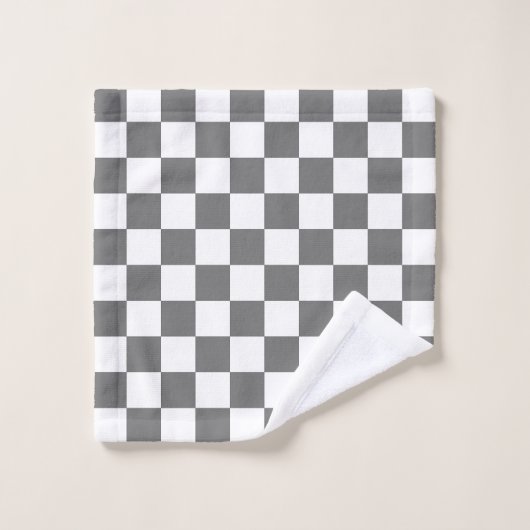 Classic grey checkerboard bad handdoek (Wasdoekje)