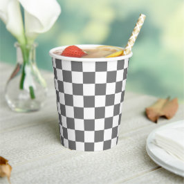 Classic grey checkerboard papieren bekers