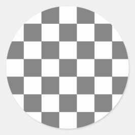 Classic grey checkerboard ronde sticker