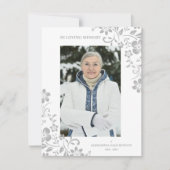 Classic Grey Floral Funeral Service Dear One Photo Notitiekaartje (Voorkant)