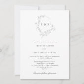 Classic Grey Leaf Crest Monogram Weddenschap Kaart (Voorkant)