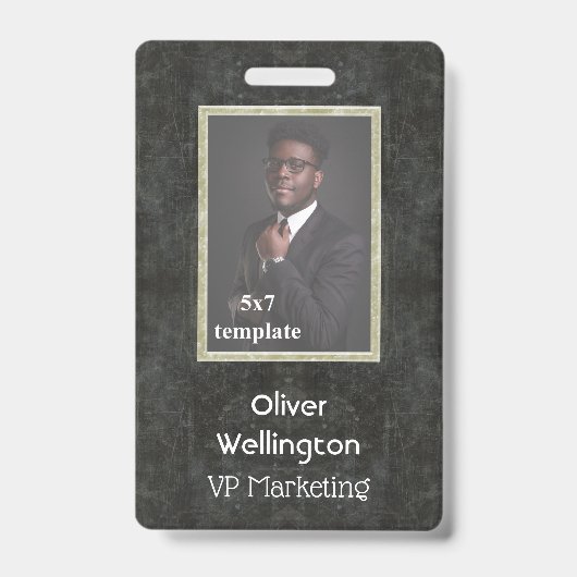 Classic Grey Marble Convention Medewerker ID Label Badge (Voorzijde)