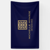 Classic Grieks Sleutelontwerper Logo Goud/Navy Bla Spandoek (Verticaal)