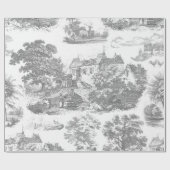 Classic grijs  Frans Country Toile Cadeaupapier (Vlak)
