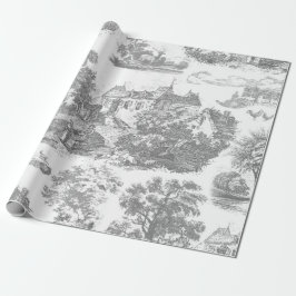 Classic grijs Frans Country Toile Cadeaupapier