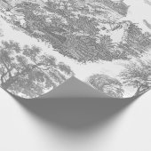 Classic grijs  Frans Country Toile Cadeaupapier (Hoek)