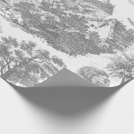 Classic grijs Frans Country Toile Cadeaupapier (Hoek)