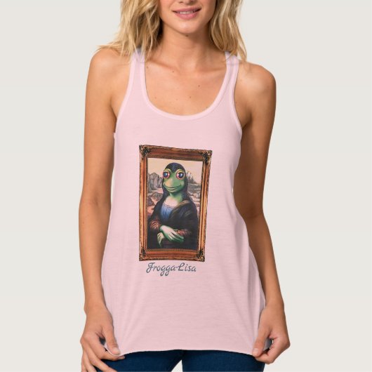 Classic grijs racer Tanktop Mona Lisa Frog (Voorkant)