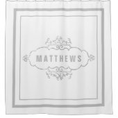 Classic grijs randscript monogram douchegordijn (Voorkant)