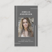 Classic grijs wit typografie foto Afstuderen Visitekaartje (Voorkant)