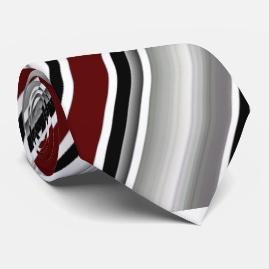 Classic Grijs Wit Zwart Rood Streep Stropdas (Opgerold)