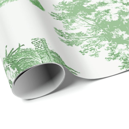 Classic Groen  Frans Chateau Toile Cadeaupapier (Rol Hoek)