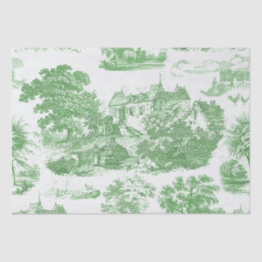 Classic Groen  Frans Chateau Toile Tissuepapier (Voorkant)
