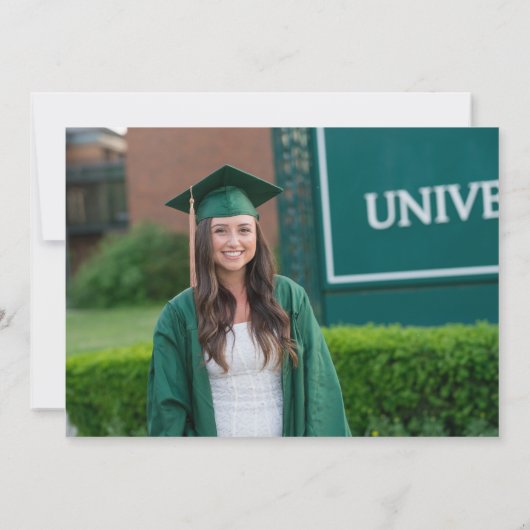 Classic Groen Goud Afstuderen Foto Aankondiging (Achterkant)