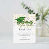 Classic Groen Goud Afstuderen Foto Bedankkaart (Staand voorkant)