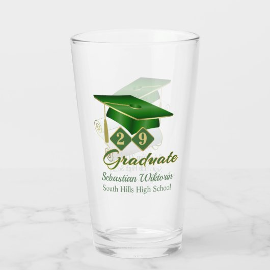 Classic Groen Goud Gepersonaliseerd Afstuderen 20X Glas (Achterkant)