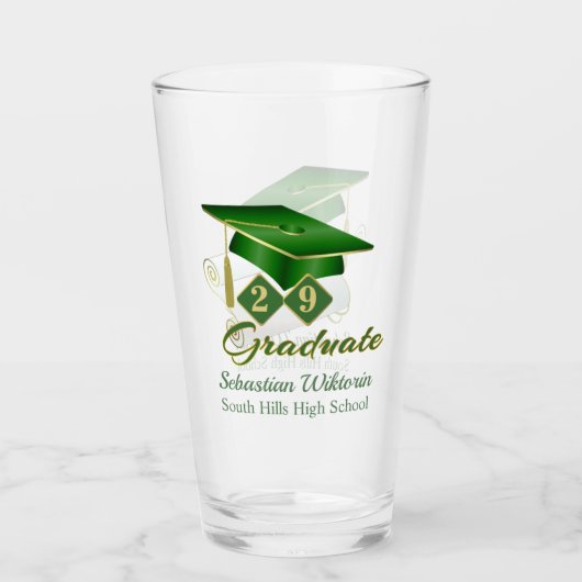 Classic Groen Goud Gepersonaliseerd Afstuderen 20X Glas (Voorkant)