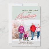 Classic Groen Wit Feestelijke Sneeuw Vrolijk Kerst Feestdagenkaart (Voorkant)