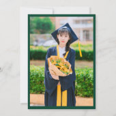 Classic Groen & Wit Script Afstuderen Foto Kaart (Achterkant)