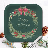 Classic Groene krans kerstpapier Bord