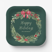 Classic Groene krans kerstpapier Bord (Voorkant)