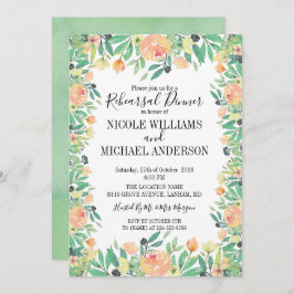 Classic Groene waterverf pioen repetitie diner Kaart