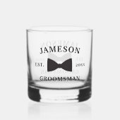 Classic Groomsman Bow Stropdas Whisky Glas (Voorkant)