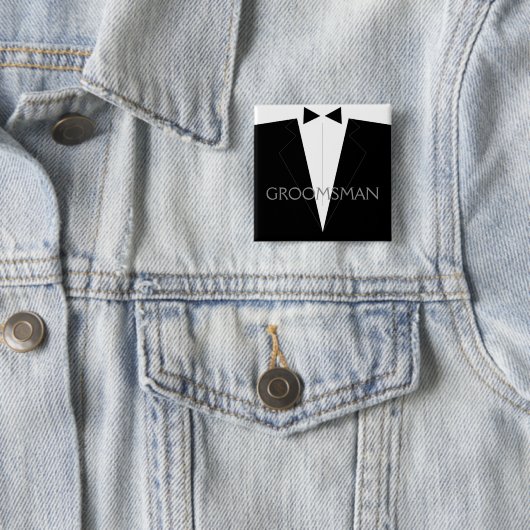 Classic Groomsman Flair Vierkante Button 5,1 Cm (In situ)