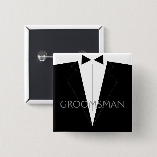 Classic Groomsman Flair Vierkante Button 5,1 Cm (Voorkant /achterkant)
