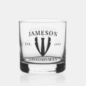 Classic Groomsman Zwart Stropdas Tuxedo Whisky Glas (Voorkant)