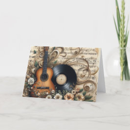 Classic Guitar and Sheet Music Christmas Feestdagen Kaart