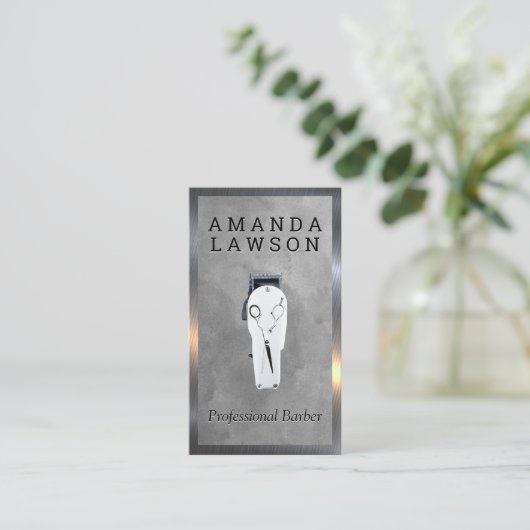 Classic | Haarklemmen en schaar | QR-code Visitekaartje (Staand voorkant)