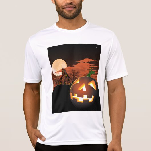 Classic Halloween Jack-O-Lantern Creepy House T-shirt (Voorkant)