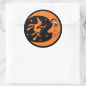 Classic  Halloween Moon en Witch Ronde Sticker (Tas)