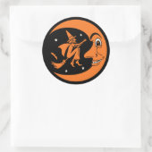 Classic  Halloween Moon en Witch Ronde Sticker (Tas)