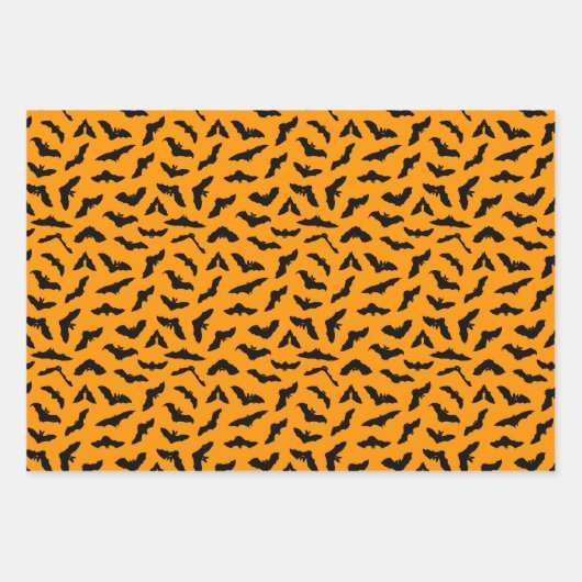 Classic Halloween Patterns - Zwart en Sinaasappel Inpakpapier Vel (Voorkant 2)
