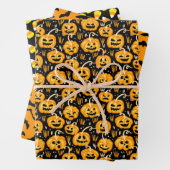 Classic Halloween Patterns - Zwart en Sinaasappel Inpakpapier Vel (In situ)