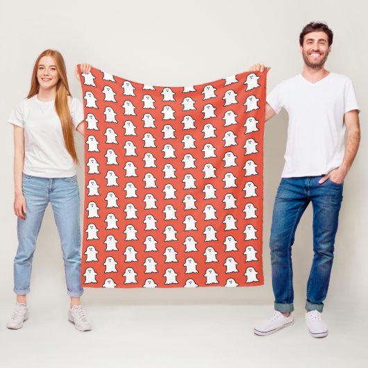 Classic Halloween Sinaasappel en witte spook Fleece Deken (In situ)