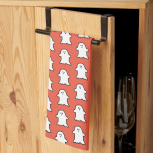 Classic Halloween Sinaasappel en witte spook Theedoek