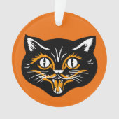 Classic Halloween Zwart Kat Gezicht Fangs Sinaasap Ornament (voorkant)