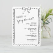 Classic Hand Drawn Bow Elegant Chic Vrijgezellenfe Kaart (Staand voorkant)