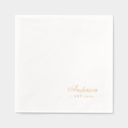 Classic Hand Script Familienaam Trouwen Folie Servetten (Voorkant)