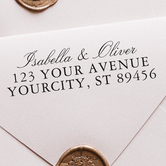 Classic Handgeschreven Script Wedding Return Adres Zelfinktende Stempel