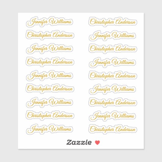 Classic Handwriting 18 Guest Names - Gold Sticker (Vel)