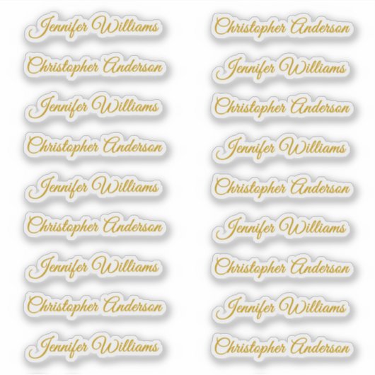 Classic Handwriting 18 Guest Names - Gold Sticker (Voorkant)