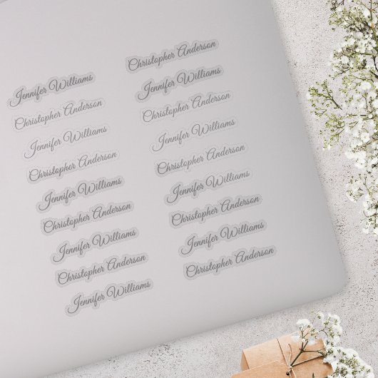 Classic Handwriting 18 Guest Names - Silver Sticker