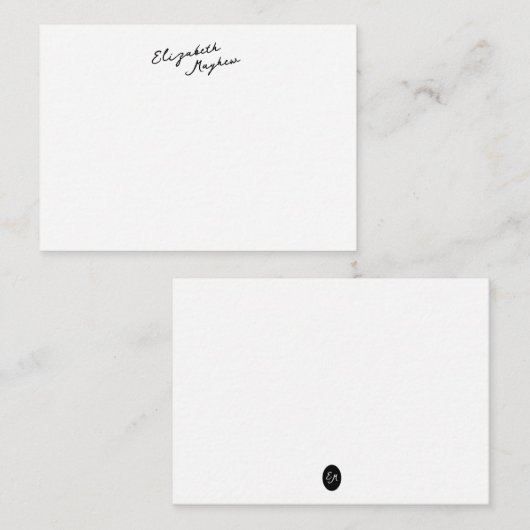 Classic Handwritten Name Monogram Flat Note Cards Notitiekaartje (Voorkant / Achterkant)