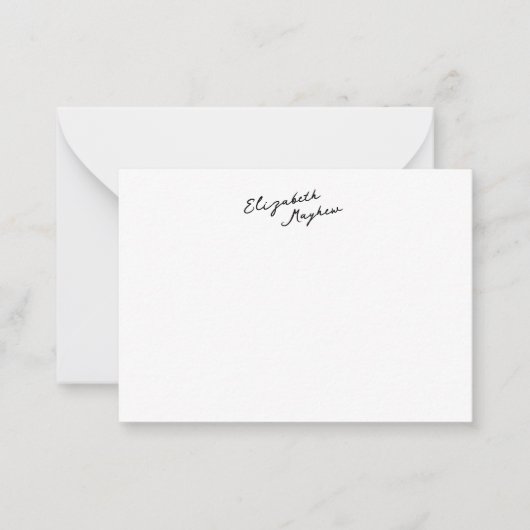 Classic Handwritten Name Monogram Flat Note Cards Notitiekaartje (Voorkant)