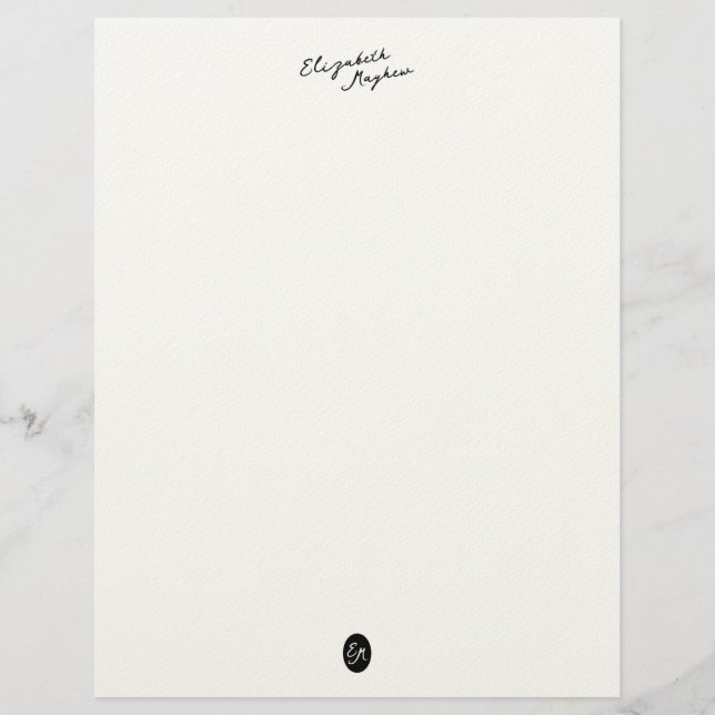 Classic Handwritten Name Monogram Letterhead Briefhoofd (Voorkant)