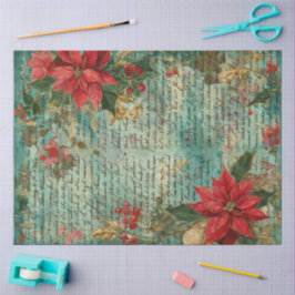 Classic Handwritten Poinsettia Christmas Holiday Tissuepapier